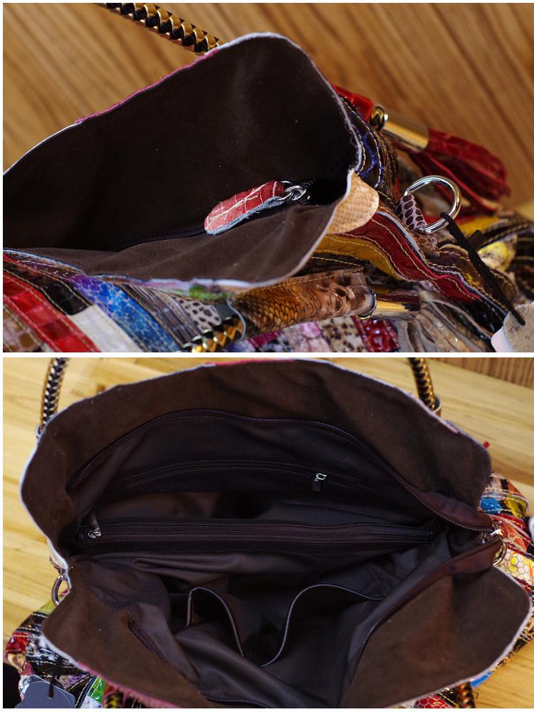 Genuine Leather Women's Bohemian Snake Print Crossbody Shoulder Bag - New Colorful Design