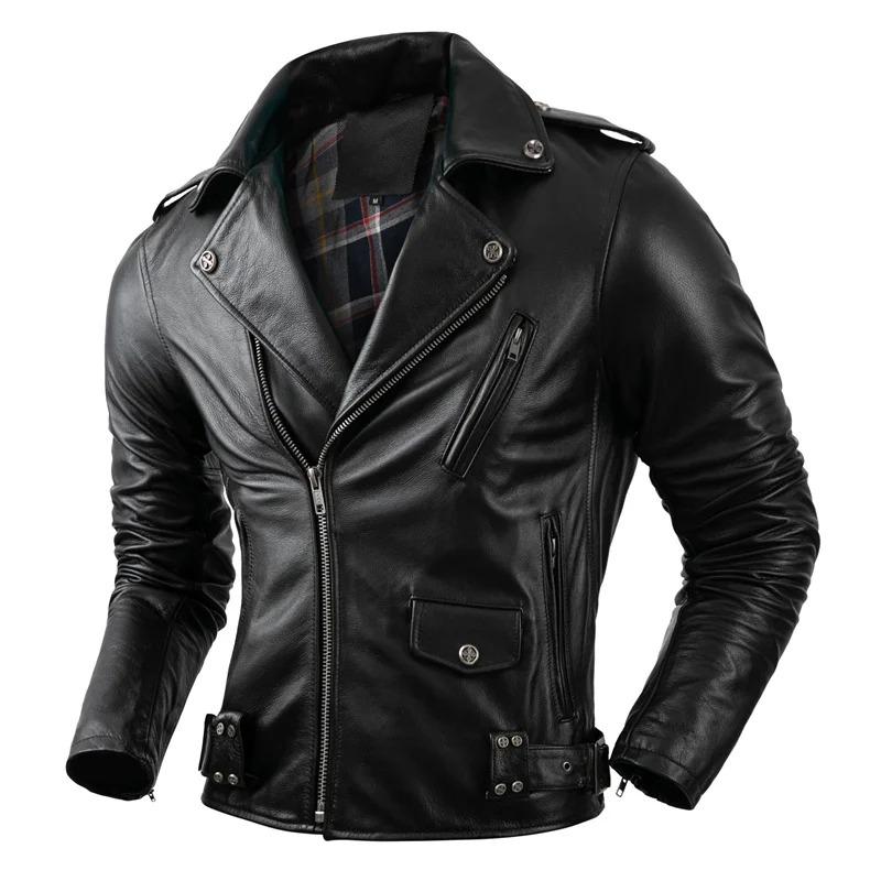Giacca in vera pelle di vacchetta di taglia cinese da uomo, cappotto in pelle, abbigliamento da motociclista, abbigliamento da equitazione, giacca in pelle da motociclista alla moda autunnale da uomo