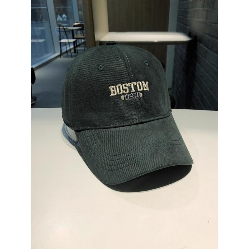 Boston Letter Embroidered Baseball Cap With Breathable Cotton For Casual Streetwear