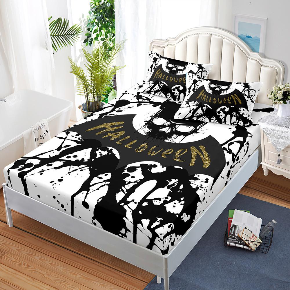 Happy Halloween Fitted Sheet Bed Mattress Protector Kid Pumpkin Bed Cover Twin Full Queen King Size Elastic Bed Sheet Pillowcase
