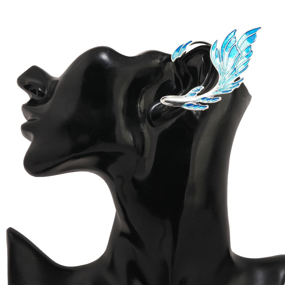 Fashion Versatile Niche Drip Oil Alloy Temperament Earrings Creative Gradual Change Blue Fishtail Stud Earrings