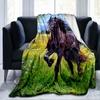 Horse Rose Blanket Animal Flannel Blankets 3D Art Print Blankets Sofa Bed Blankets for Adults Children Throw Blankets Home Decor