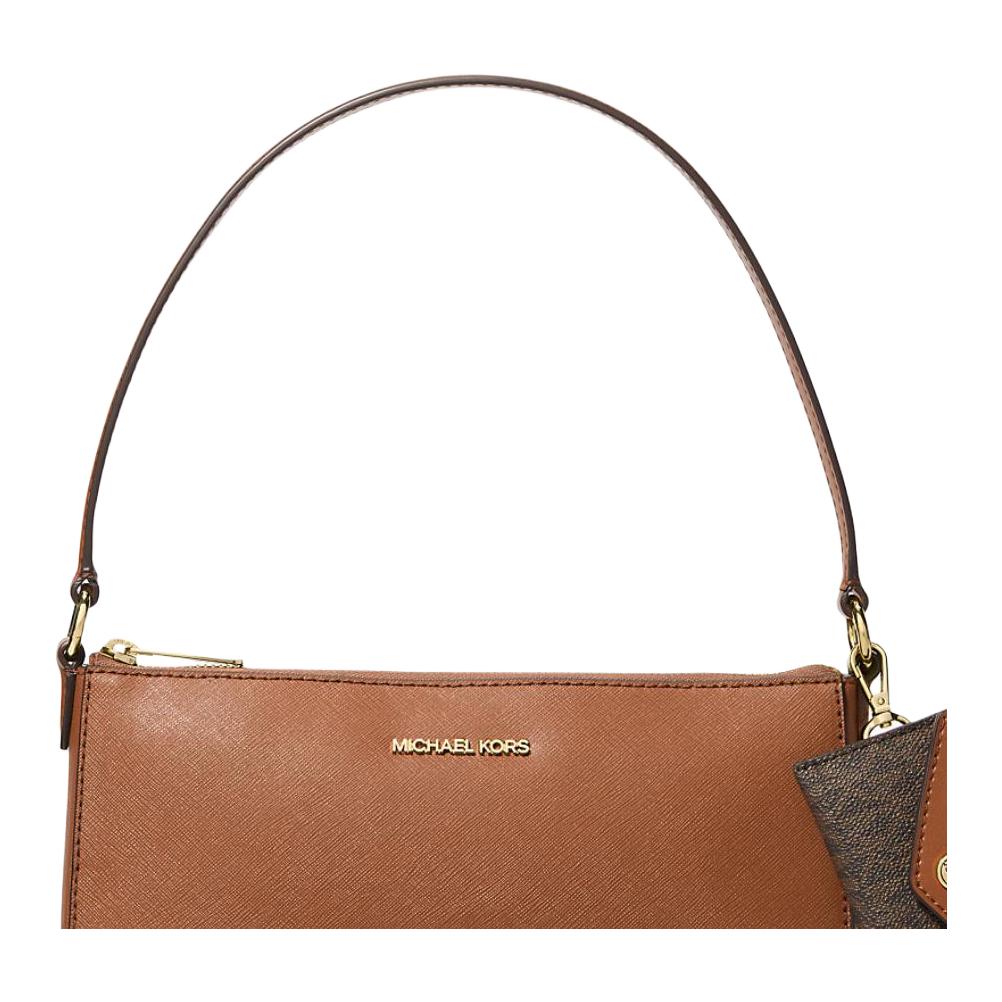Michael Kors Logo Print Leather Shoulder Bag Women Bags Brown 35F4G2VC6L-LUGGAGE