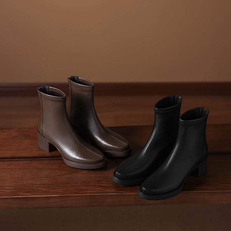 Krazing Pot Microfiber Round Toe Thick Heels Modern Boots Size 42 Zip Platform Beauty Lady Women Ankle Boots