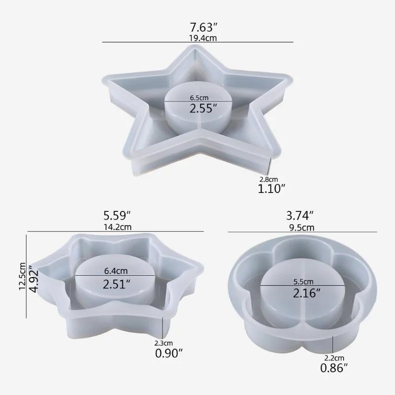 Molde de Silicone para Fundição em Epóxi de Castiçal Moldes de Fundição Artesanato DIY Bandeja de Joias Caixa de Armazenamento Porta-Anéis Porta-Velas Decoração para Casa