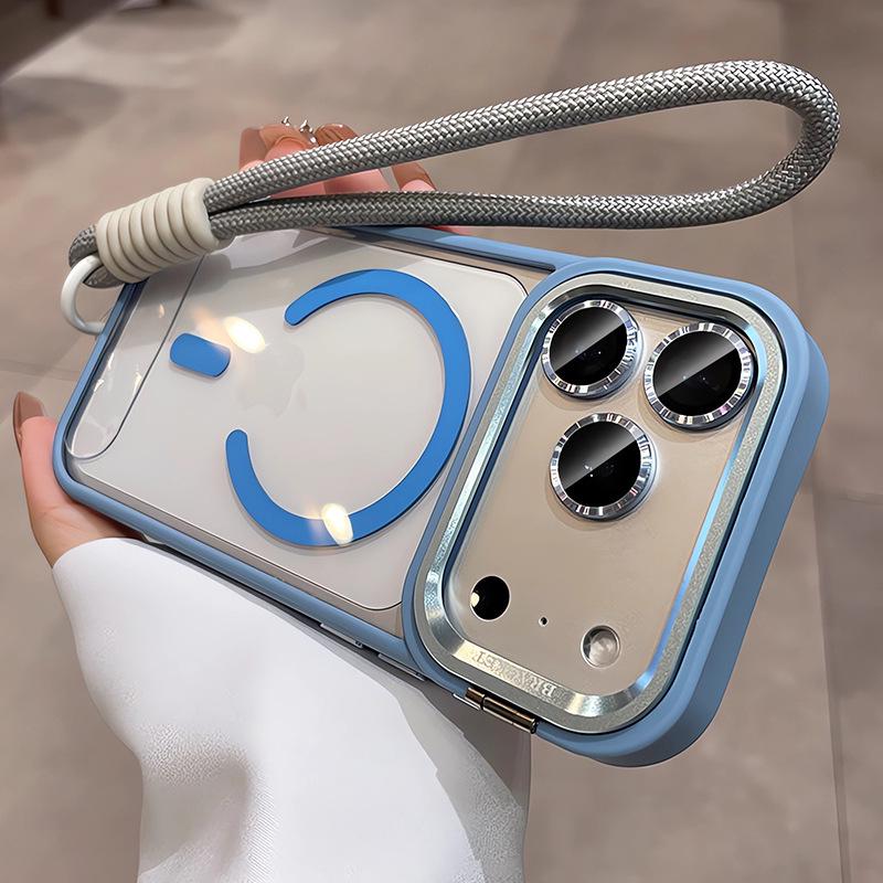 Magnetische Acryl iPhone 17 Linsenhalter Hülle mit Lanyard