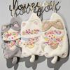 Cartoon Cat Coral Fleece Hand Towel - Absorbent Hanging Towel for Kitchen or Bathroom