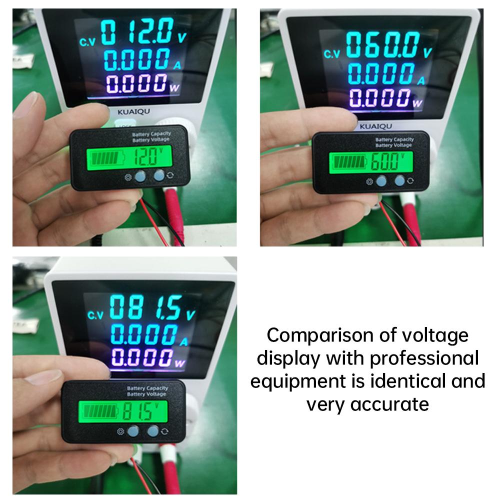DC 6-100V LCD Digital Power Indicator Voltmeter Battery Capacity Tester Universal for Electric Vehicles, Motorcycles and Cars