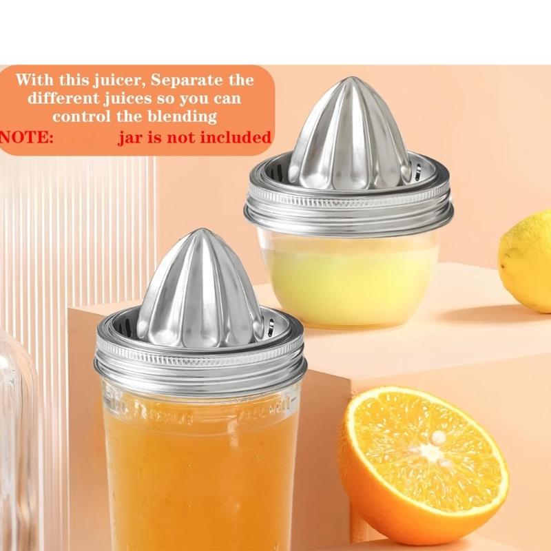 Stainless Steel Citrus Juicer Lid for 3.38inch Mason Jar Dishwasher Safe Manual Fruit Press with Ergonomic Handle