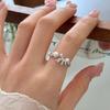 Bague ouverte réglable en argent sterling S925 style coréen pour femme - Niche Luxe Léger Couleur Tendance Inaltérable Sensation Haut de Gamme