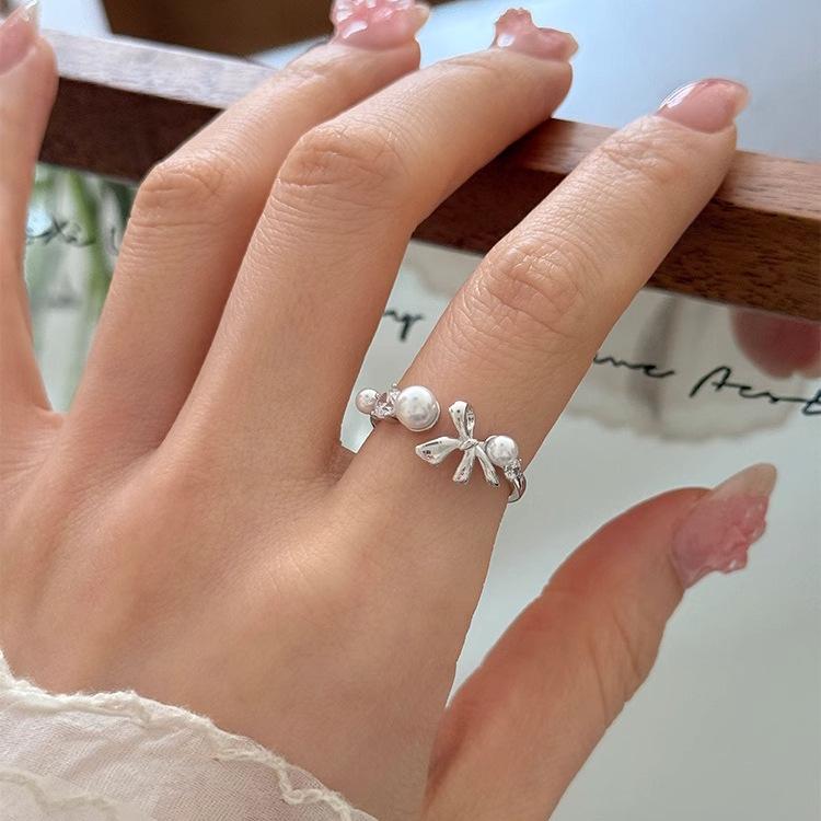 Bague ouverte réglable en argent sterling S925 style coréen pour femme - Niche Luxe Léger Couleur Tendance Inaltérable Sensation Haut de Gamme