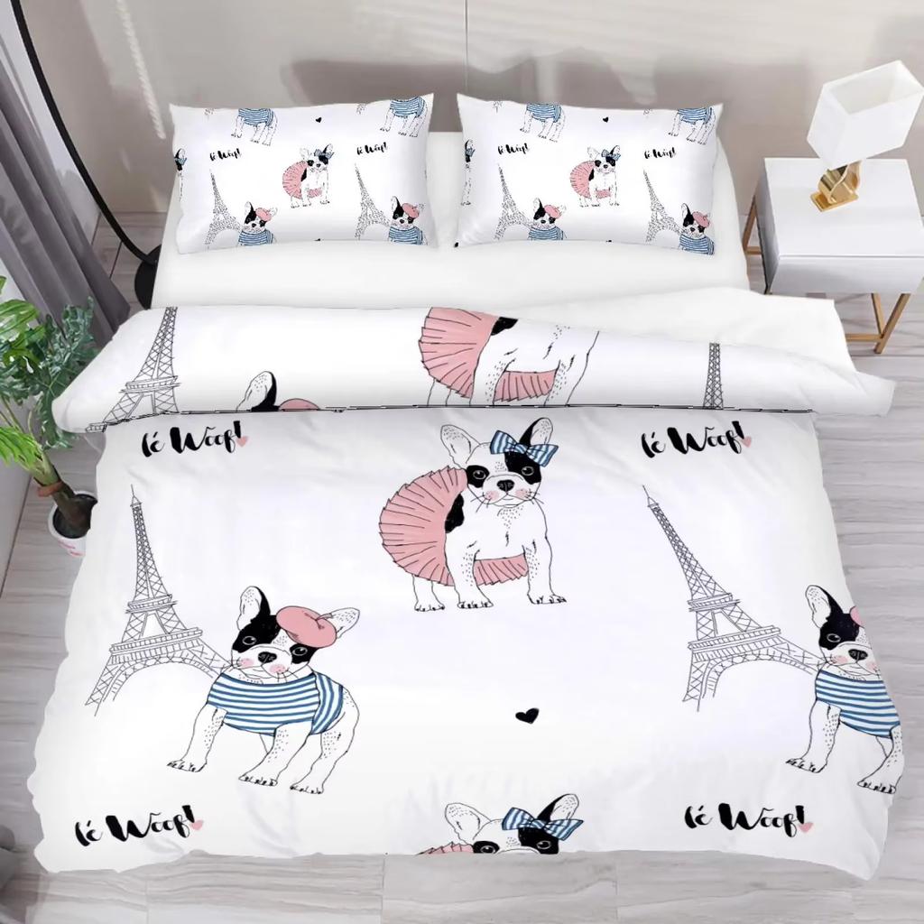 Cartoon Puppy Down Comforter Set Bedding Set 3-piece Duvet Cover Set