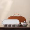Yuzhuxun Chinese Ceramic Travel Tea Set with Embroidered Peony Teapot