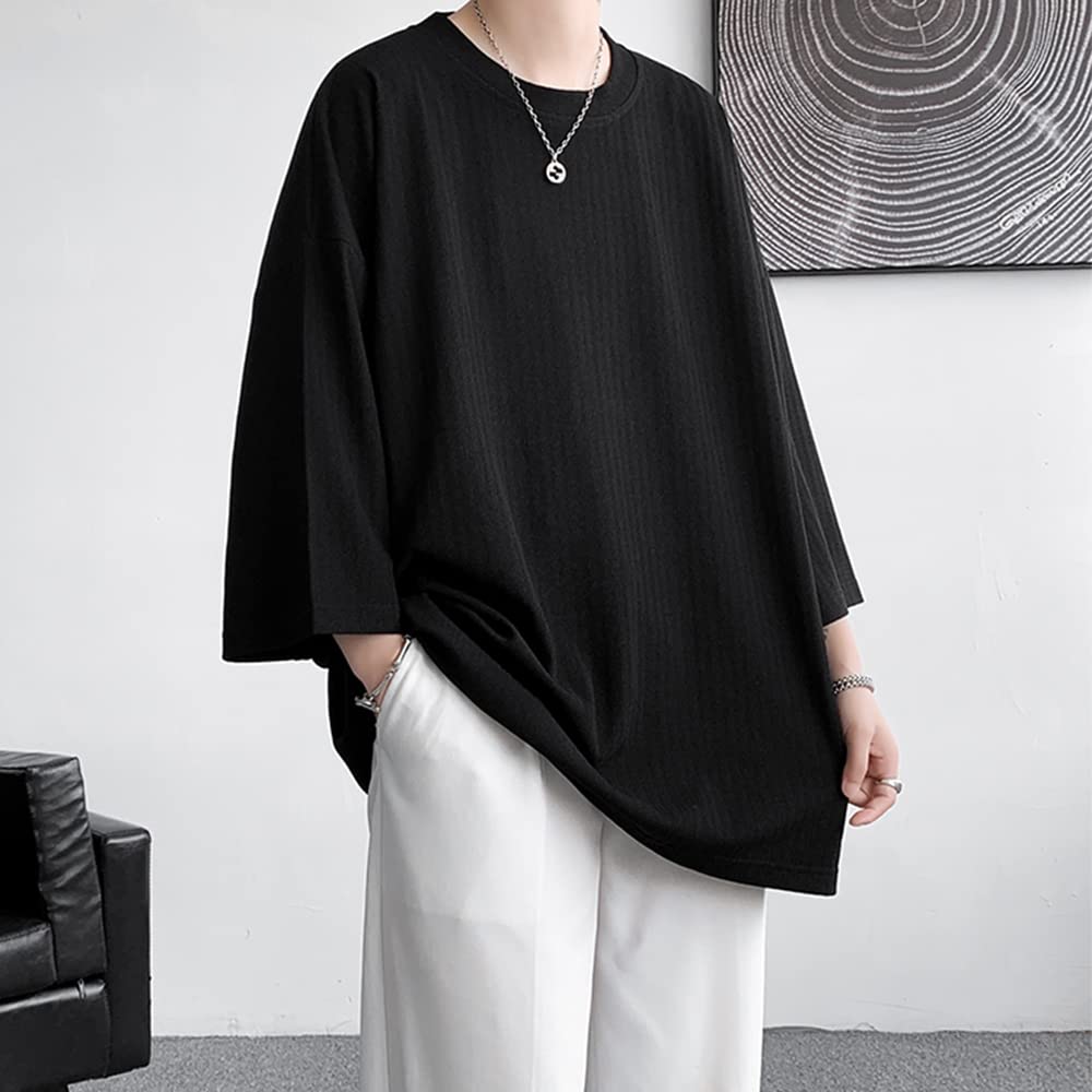 Summer Large Loose Big Summer Street Korean Style Soft to the [foveitaa] Men's T-shirt, Clothes, 3/4 Sleeves, Size, Cool, Fit, Cool, Silhouette,