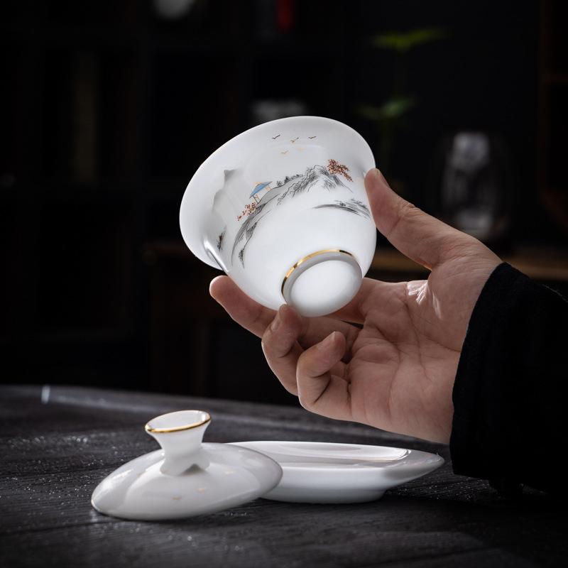 High-grade Ice Jade Porcelain Tea Set, High-end Gift Box, Gifts for Customers, Business Companies, and High-end Gifts for Enterprises