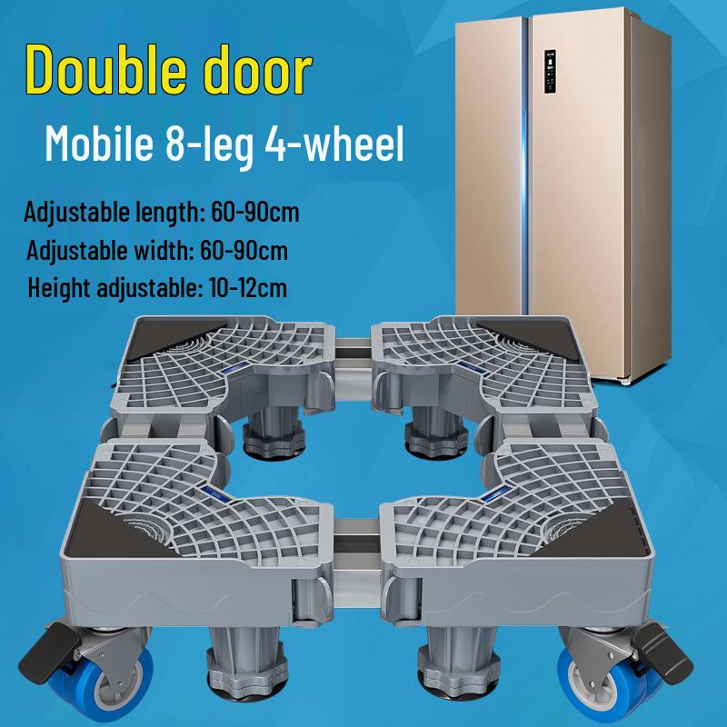 Adjustable Appliance Base Stand: Mobile, Ventilated, Moisture-Proof Refrigerator & Washer Rack