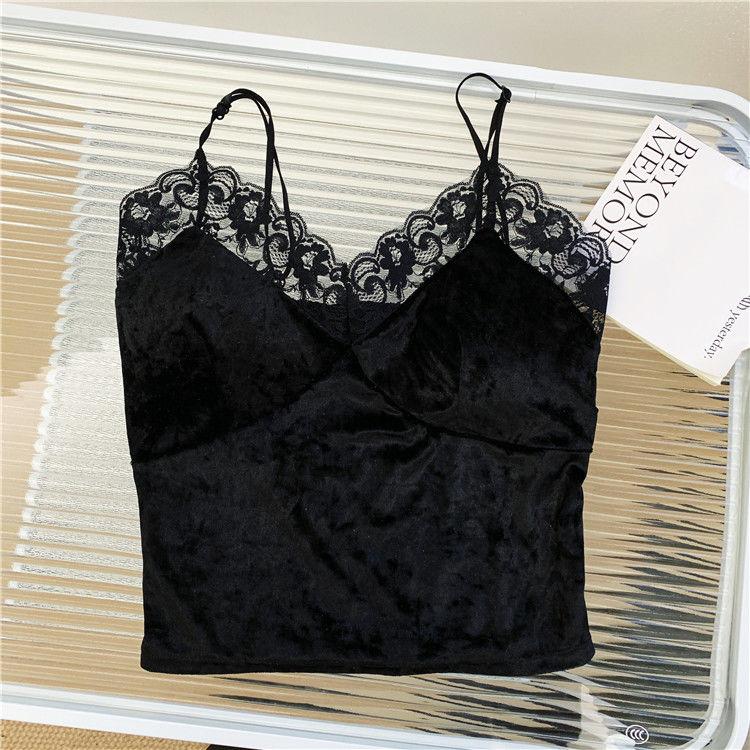 

Spicy Girl кружевной пэчворк французский золотой бархатный жилет-камисоль с подушкой на груди красивая спина утягивающий низ верх L чёрный