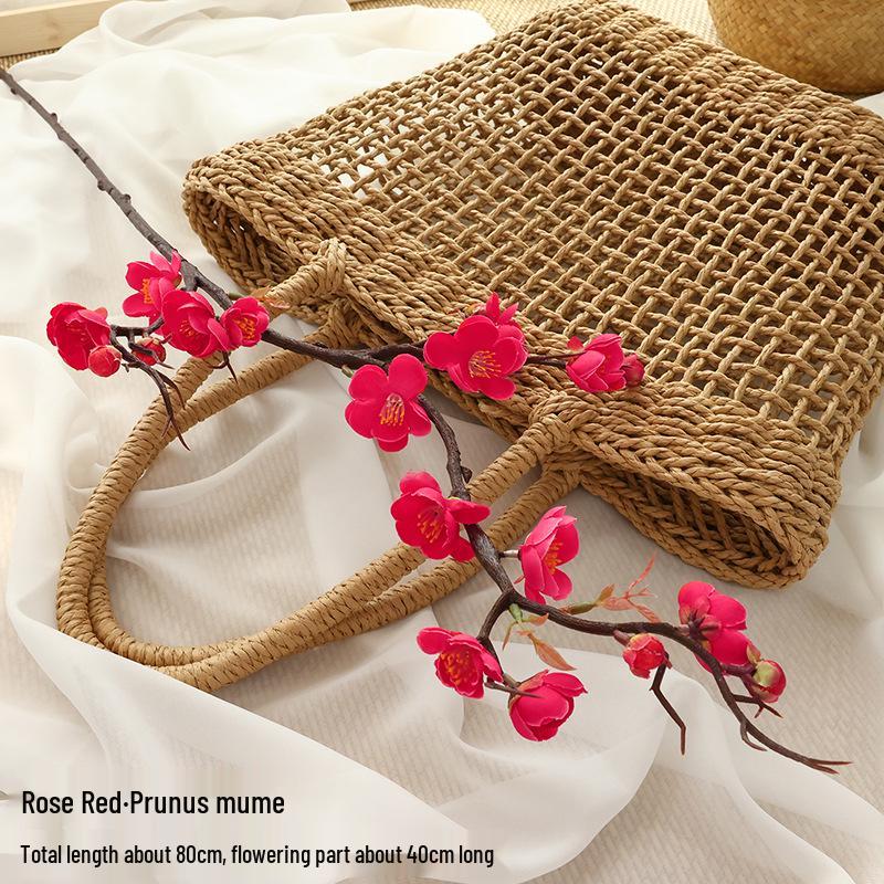 Artificial Plum & Peach Blossom Bonsai: Dried Flower Arrangement for Indoor Decoration