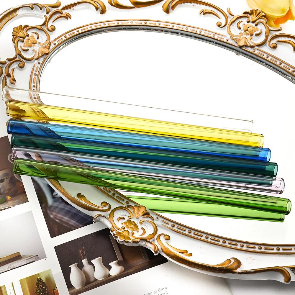 10Pcs Reusable Drinking Straw Glass Straws Eco-friendly High Borosilicate Glass Straw Tube Party Bar Drinkware Bar Accessories