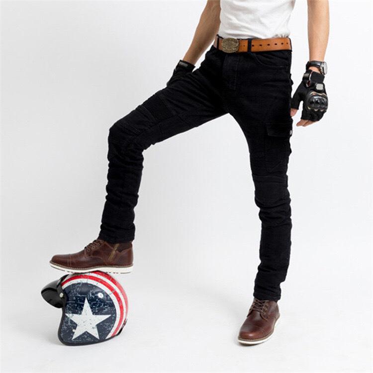 Four-Season Motorcycle Riding Pants - Military Green/Black, Anti-Fall, Slim Fit Jeans