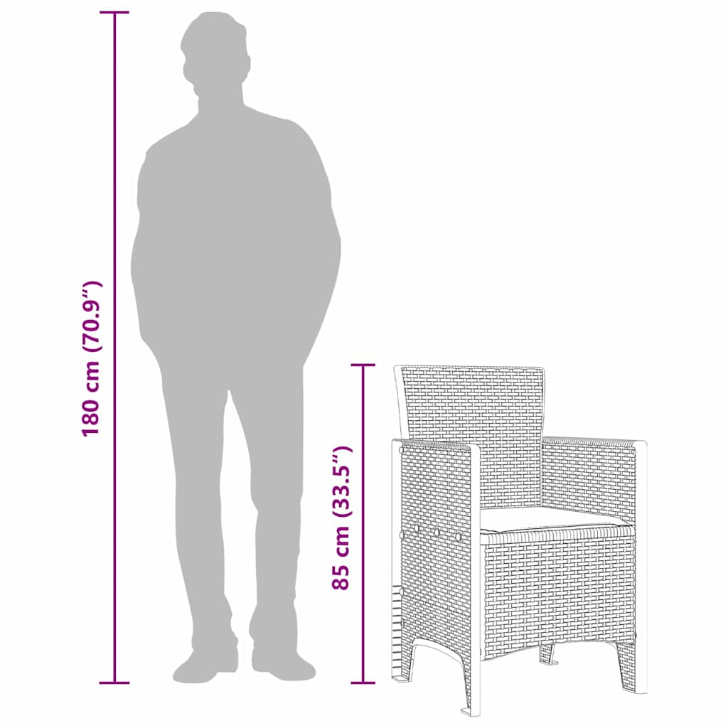 Garden Chair 2 pcs Light Grey 53 x 49 x 85 cm Polypropylene