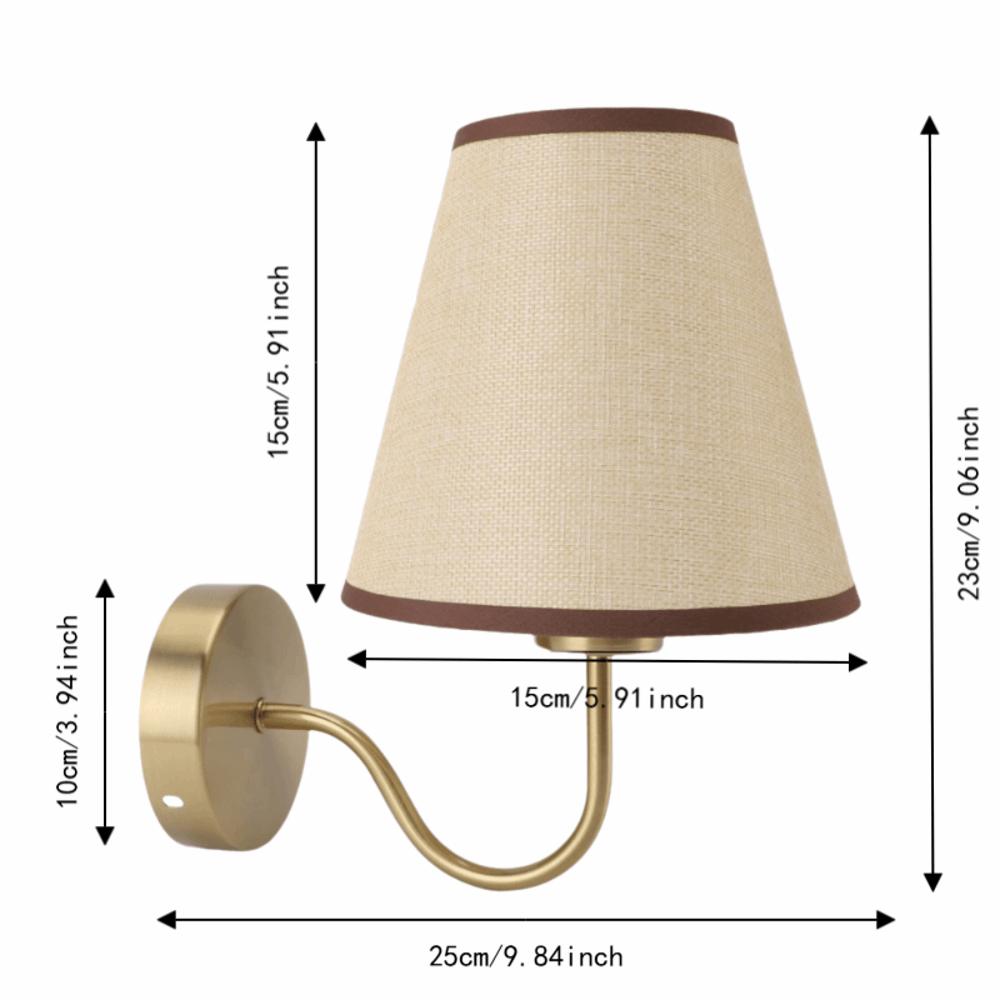 Modern Linen Wall Lamp Iron Base Soft Fabric Shade Wall Sconce Lamp Brass Gold Hardwired Wall Light Living Room