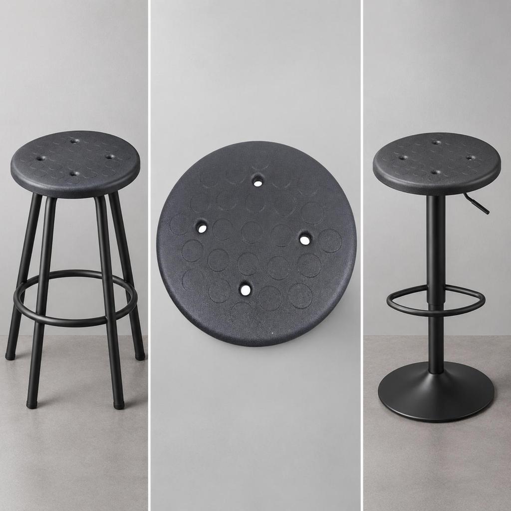 Round Bar Stool Replacement Seat Sponge Filled with Mounting Holes Black Anti Seating