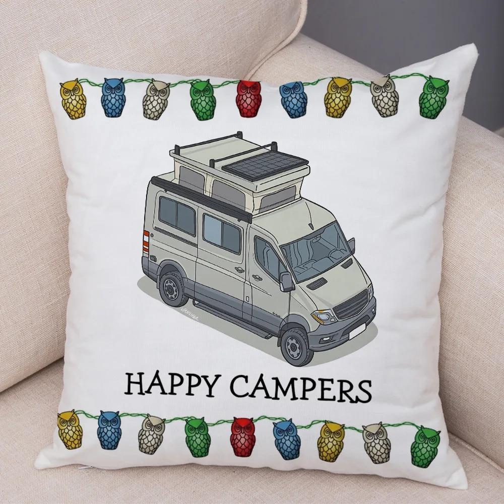 Cartoon Haus Reiseauto Wohnmobil Serie Kissenbezug Kissenbezug Dekoration Leben Zuhause Kissenbezug geeignet für Sofa Schlafzimmer Zimmer