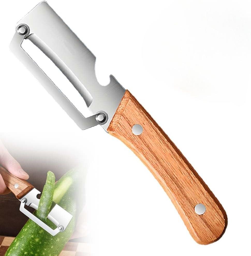 New 2 In 1 Paring Knife and Vegetable Peeler Ergonomic Wood Handle Stainless Steel Fruit Potato Peeler Kitchen Tool