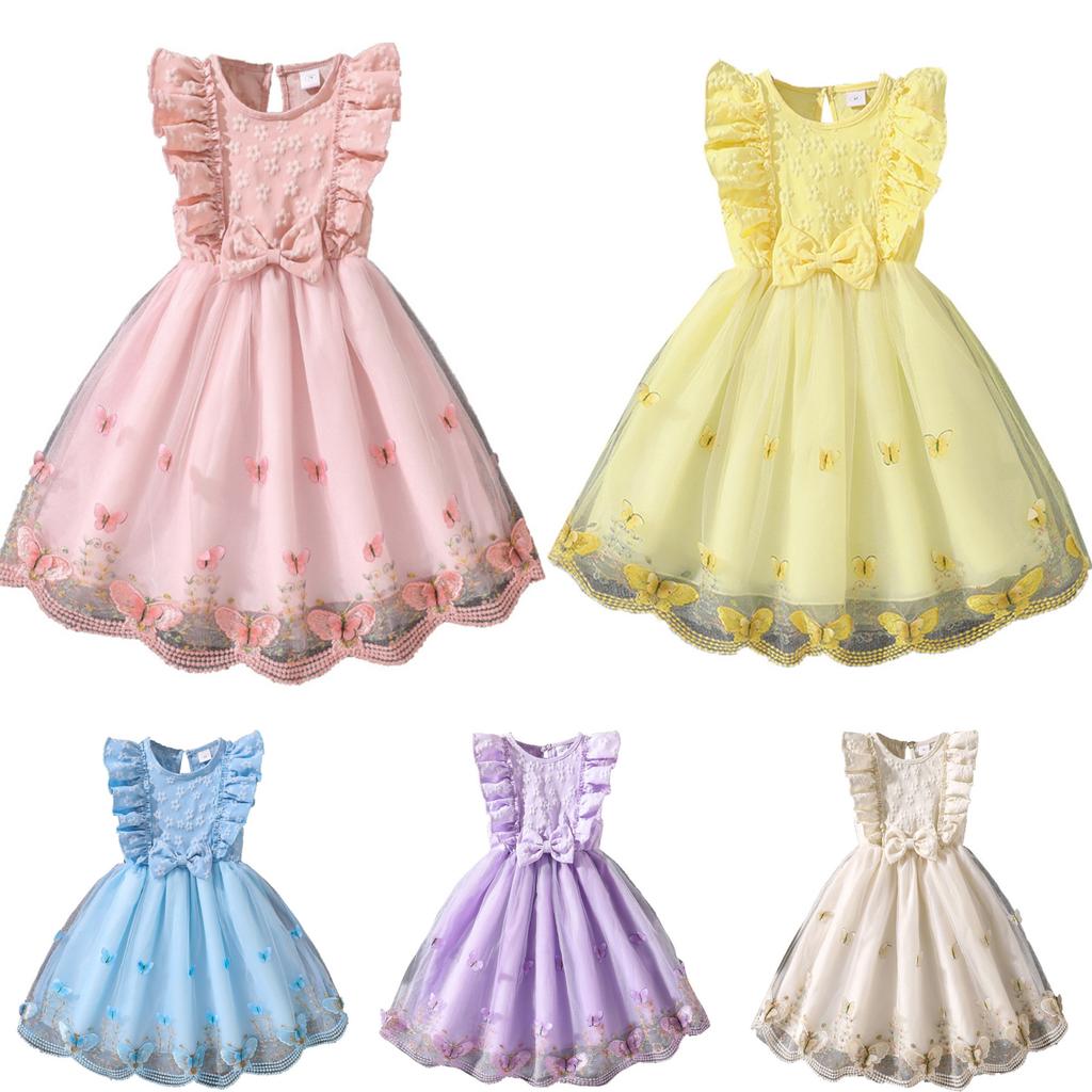Girl Short Sleeves Dress Children Kid Casual Summer Beach Sundress Princess Dresses Clothes