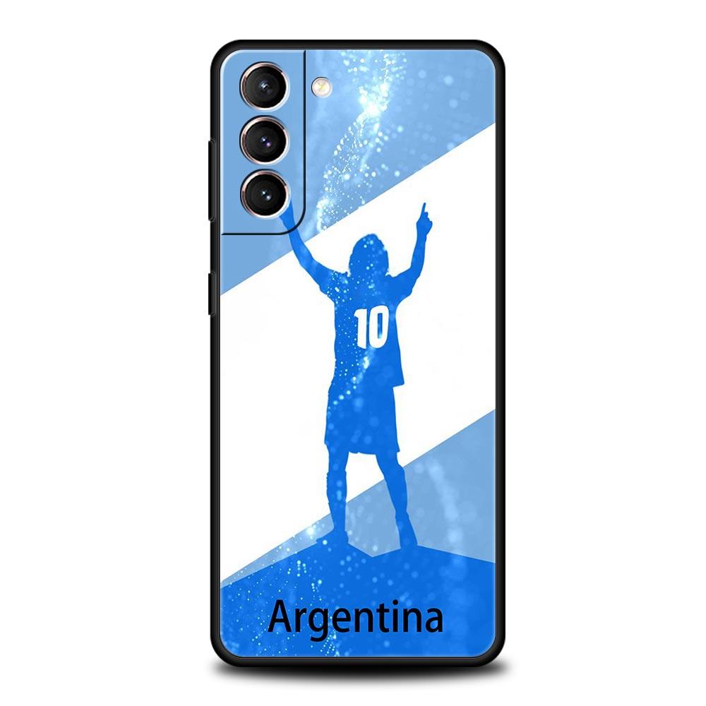 Argentina Flag Soccer 10 Soft Phone Case For Samsung Galaxy S23 S23 S22 S21 S20 FE Ultra 5G S10 S10E S9 S8 Plus 20 Cover Bumper
