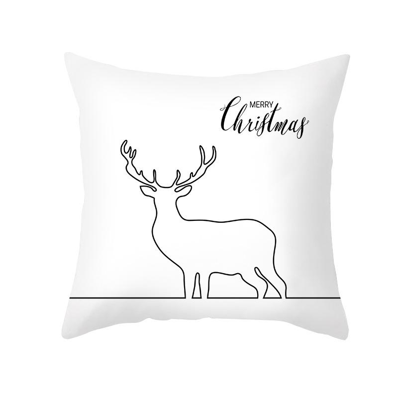 Nordic Christmas Pillow Cover Simple Printed Lines Elk Series Sofa Office Pillow Cushion Cover