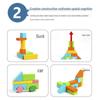 100-Piece Colorful Wooden Building Blocks: Early Education Shape Matching Puzzle for Children