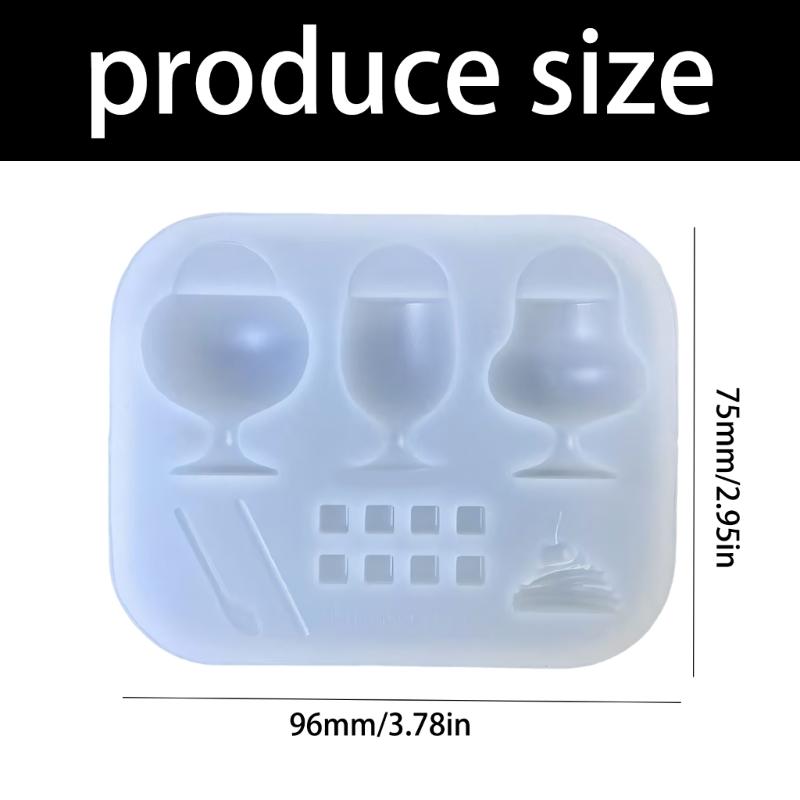 Resin Casting Mold for Mini Drink Cup Charm, Silicone Multi Cavity Mold with 3 Cup Shapes and Small Detail Pieces for DIY Crafts and Display
