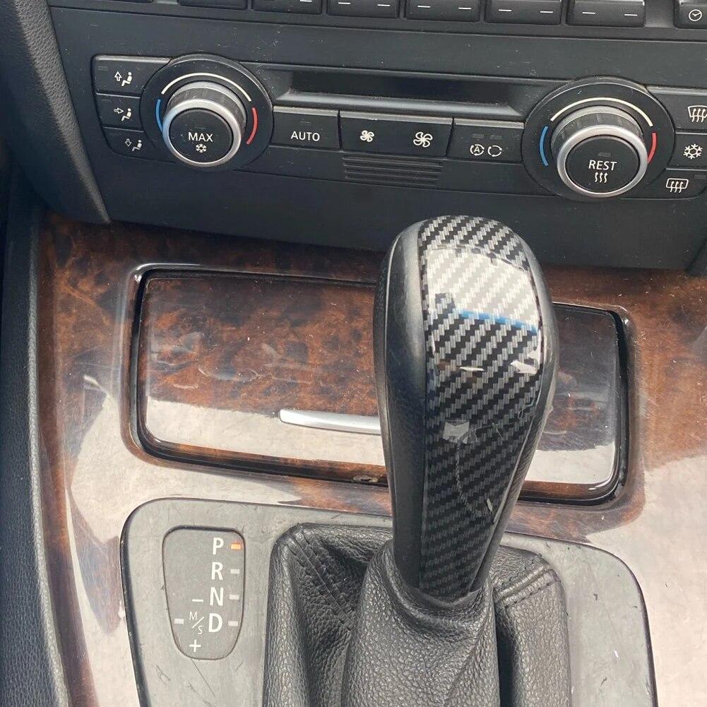 Carbon Fiber Look ABS Gear Shift Knob Head Cover Trim For BMW 1 3 X1 Series E87 E90 E92 E93 E84 Car Accessories
