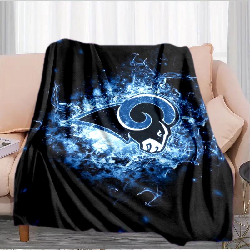 Rams Team Spirit Printed Throws Blanket Soft Flannel Blankets for Couch Bed Gifts for Men Women Picnic Blanket Christmas Gifts