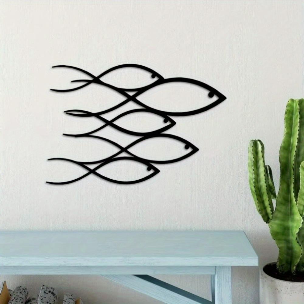 Metal Wall Art School of Fish Ocean Pattern Home Decor Living Room Bedroom Kids Room Wall Sculpture