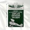 Vintage Airplane Mechanic Metal Sign  Retro Cities Service Airplane Mechanic On Duty Wall Decor with Biplane Illustration US