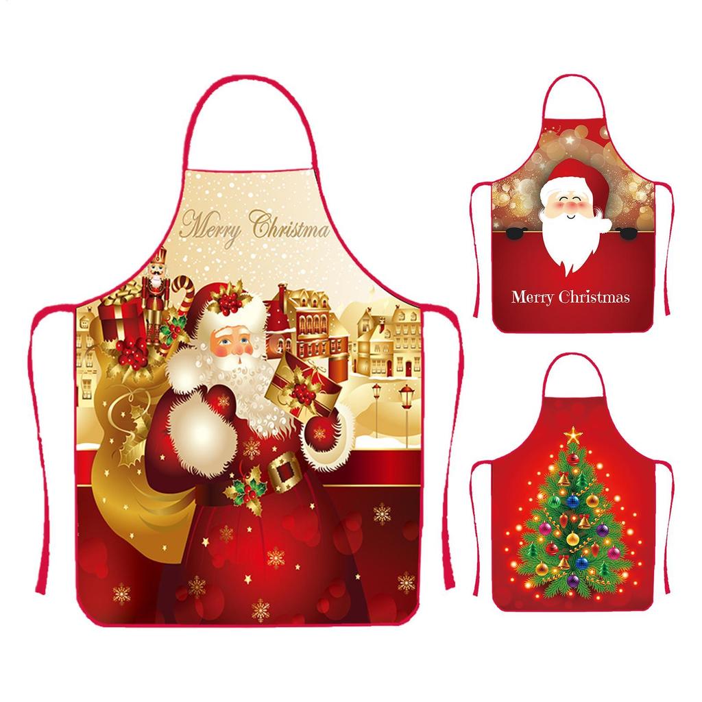 Christmas Aprons Christmas Tree Santa Claus Dress-Up Decorative ApronsWaterproof and Oil-Proof for Festive Cooking Holiday Decor