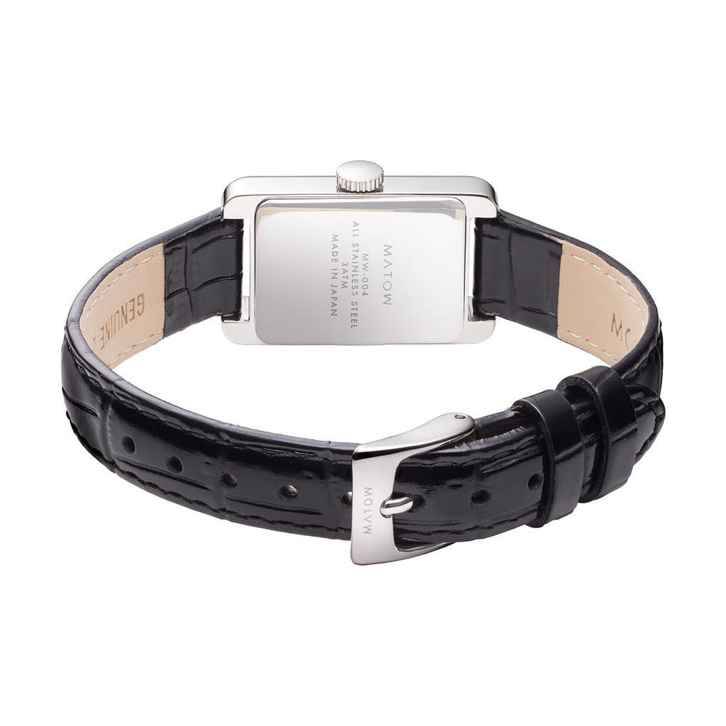Authorized Dealer [MATOW] MATOW Women's Watch mw004003 [Tsuki] Oborozuki Square Silver Black Leather