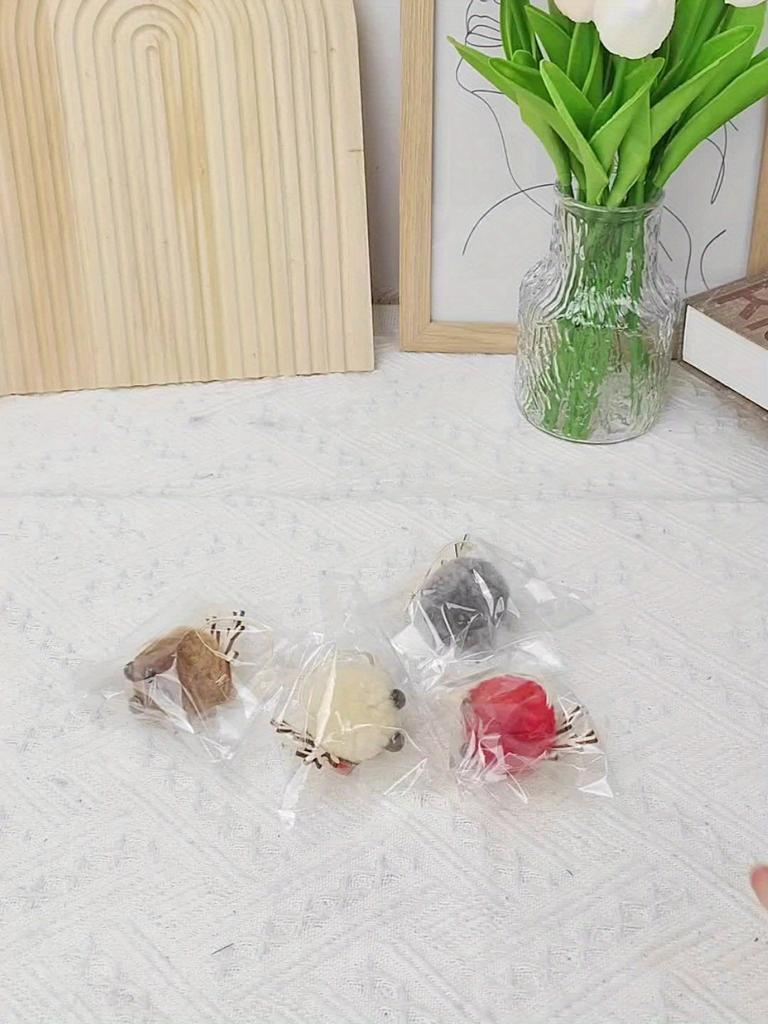 4pcs Adorable Sheep Plush Christmas Ornaments Festive Lamb Decor,Hanging Candy Bag Charms for Tree Home Decoration,Christmas Party Decorations