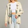 Women's Fashion Long Sleeve Christmas Print V-Neck Button Loose Cardigan Top