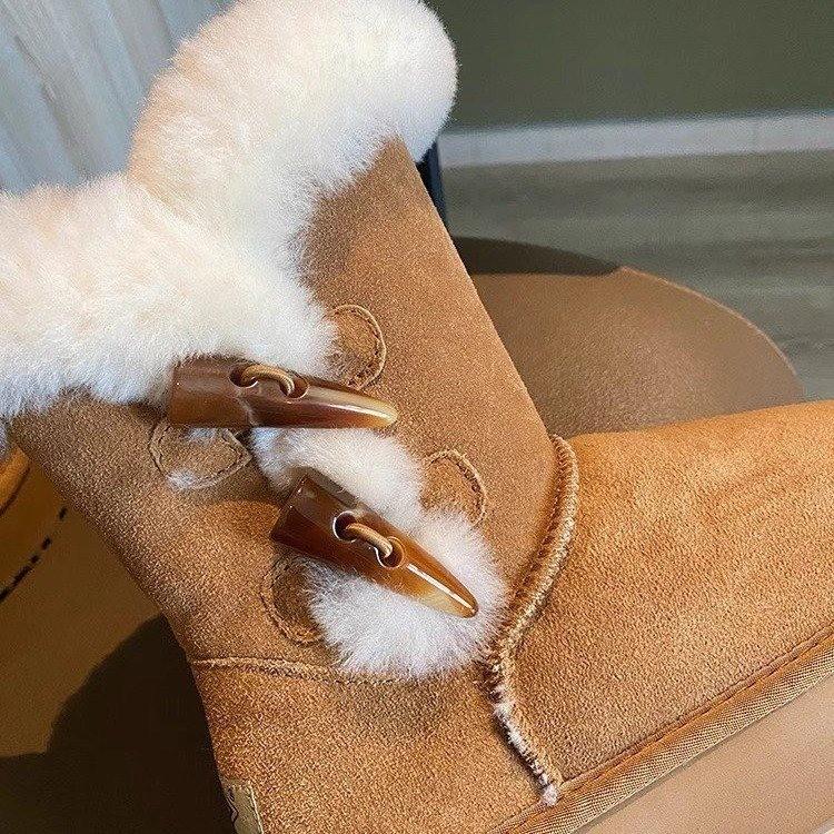 Short tube warm Northeast velvet snow boots autumn and winter new Korean version casual button thick sole heightening women's shoes