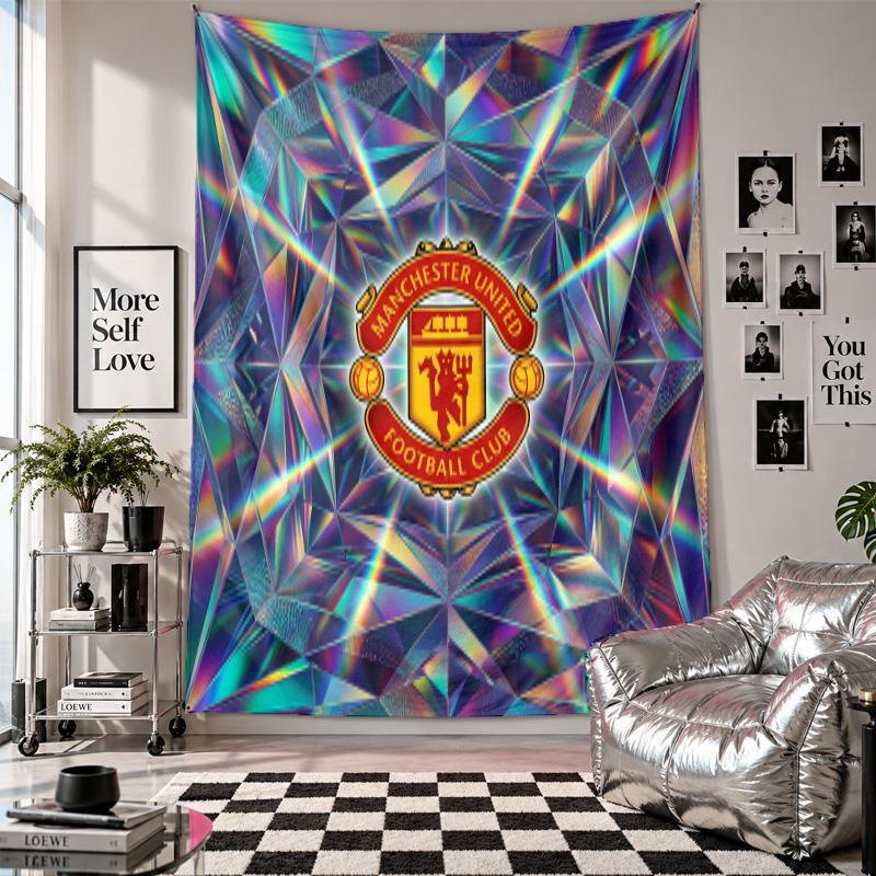 Tapisserie murale Manchester United Décoration d'intérieur Tissu à suspendre au mur pour chambre à coucher Salon Arrière-plan