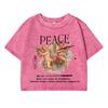 Peace Angel Baby Printing Women Washed Shrot Clothes Casual Fashion Tshirts Street Breathable Tee T Shirts