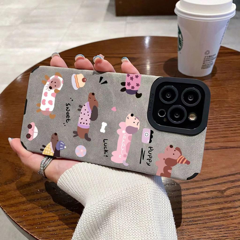 Retro Overturned Fur Cute Dachshund Dog Suitable for New Apple 16promax Anti Fall Phone Case 15iphone14