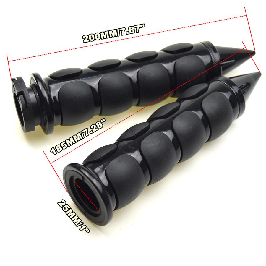 2 Pcs Black Aluminum + Rubber 1'' 25mm Motorcycle Handlebar Hand Grips Throttle