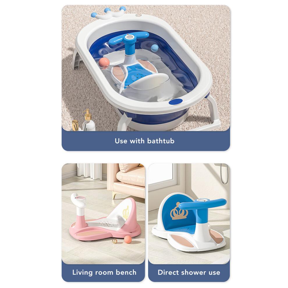 Baby-Badewannensitz Rutschfest, Mit Musik, Tragbar, Blau, 28x39,5x17cm