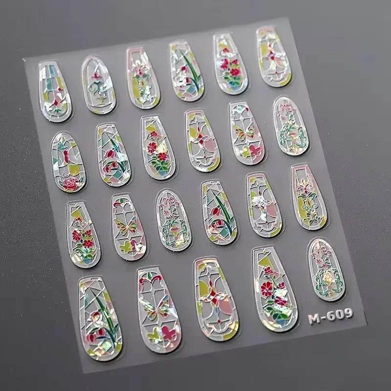 1 PCS 5D Glitter Light Pink Begonia Flower Nail Art Sticker Exquisite Design High Quality Decorative Decal Nail Sticker