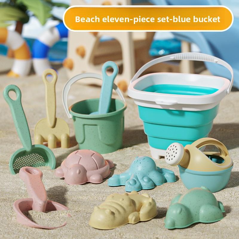 6/11 PCS Beach Sand Play Water Set Folding Bucket Summer Toys for Children Kids Outdoor Game Sandbox Accessories Color Random